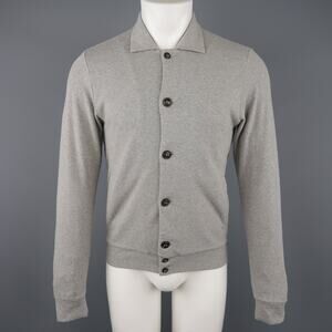 HOMECORE S Heather Gray Speckled Jersey Button Up Collared Jacket